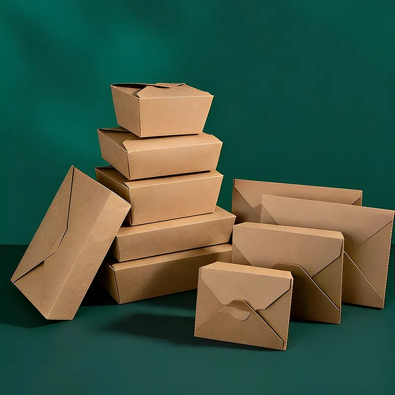 1000 ml papieren voedseldoos met vier kleppen voor gebakken rijst