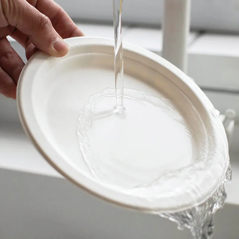 7 inch suikerriet witte biologisch afbreekbare plaat