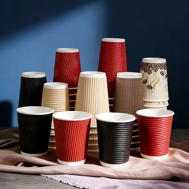 Dubbelwandige beker van kraftpapier voor warme koffie