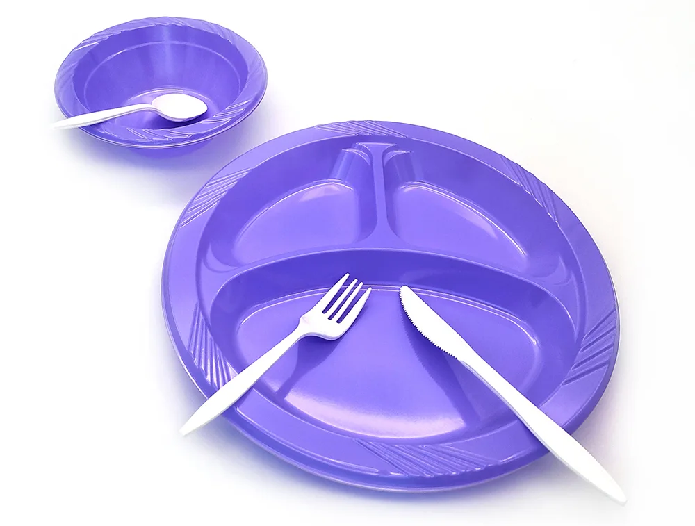 10inch 3-compartment Disposable Round Plastic Plate
